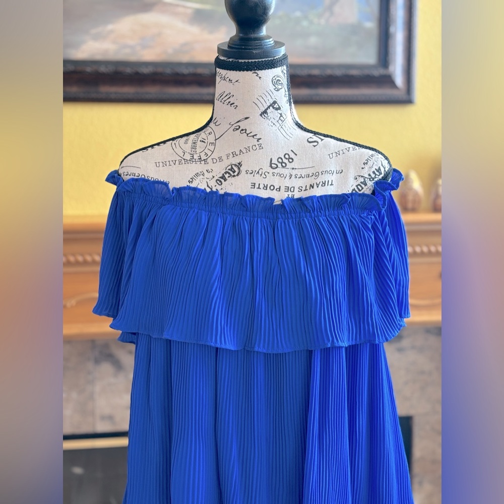 Naked zebra off the shoulder top for women in blue color size medium